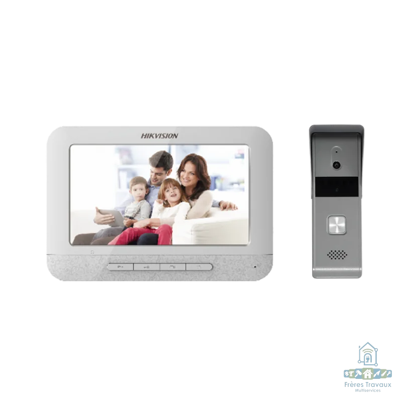 Kit d'interphone vidéo analogique 1 bouton 4Fils HIKVISION DS-KIS203T