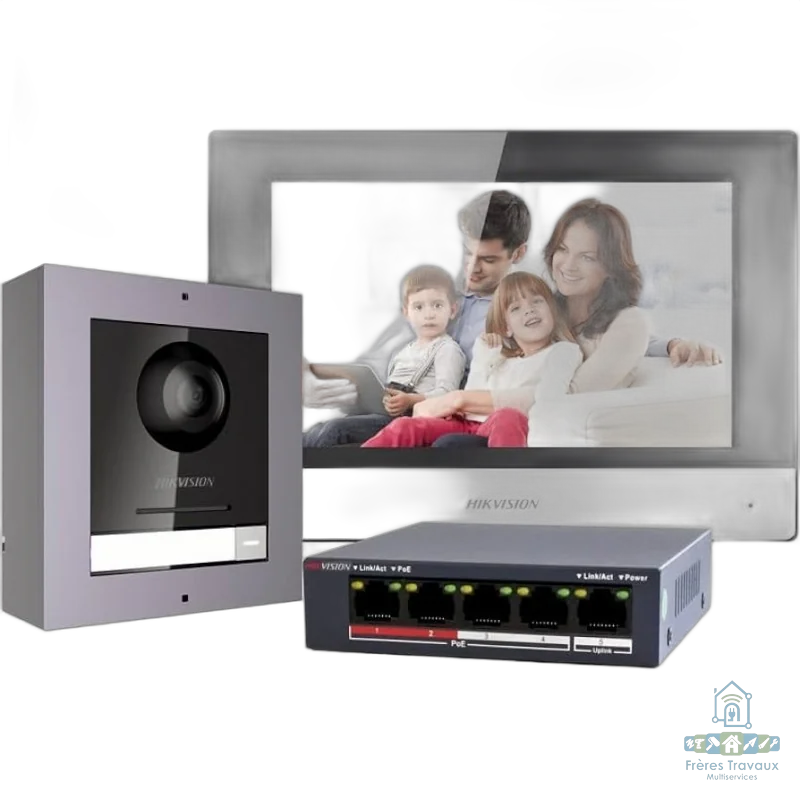 Kit interphone vidéo couleur connecté Hikvision DS-KIS602