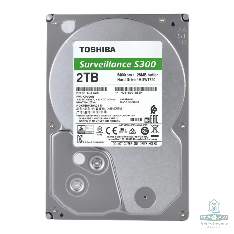 Disque dur 2TB TOSHIBA surveillance HDWT720UZSVA