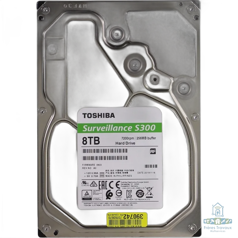 Disque dur 8TB TOSHIBA surveillance MD10ADA800V
