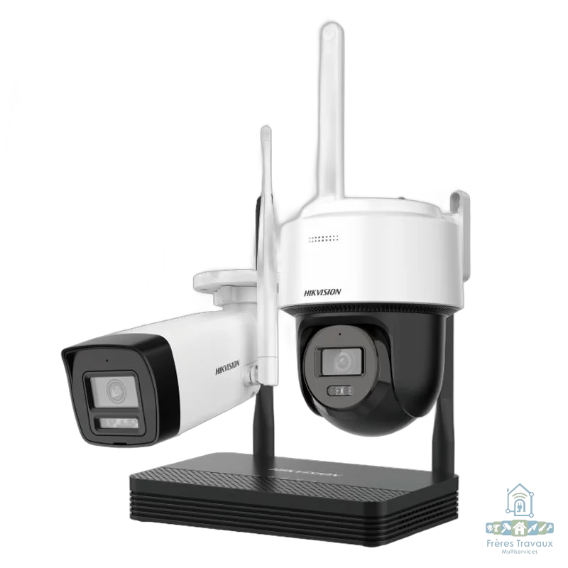 Kit Wi-Fi Hikvision IP 4MP – NVR + 1 Caméra Bullet + 1 Caméra PT Dôme NKS424W03H