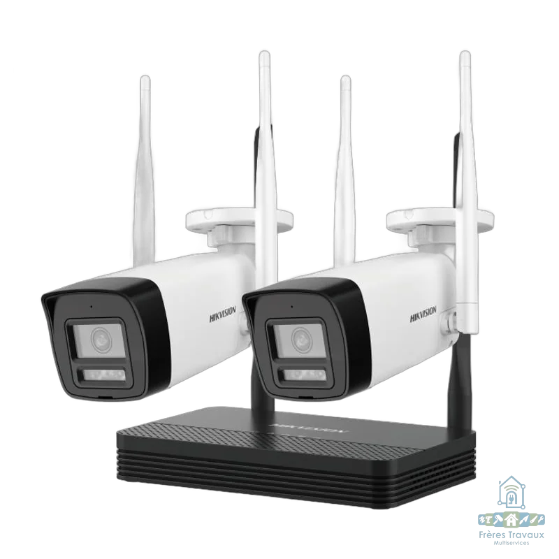 HIKVISION Wi-Fi IP Kit 4MP H.265 2x Bullet Audio + carte SD NKS424W0H